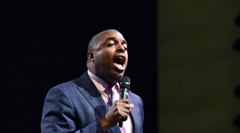 Morcease Beasley, superintendent of Clayton County Schools, speaks to county teachers during an event before the start of this school year, at Clayton County Performing Arts Center in Jonesboro on Tuesday, July 30, 2019.HYOSUB SHIN / HYOSUB.SHIN@AJC.COM
