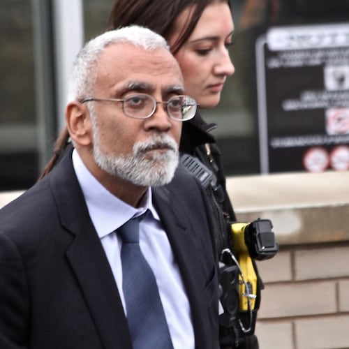 Subramanyam “Subu” Vedam walks outside the Centre County Courthouse in Bellefonte, Pa, on Feb. 6, 2025, during a hearing over new evidence uncovered in his 1983 murder case. (Geoff Rushton/StateCollege.com via AP)