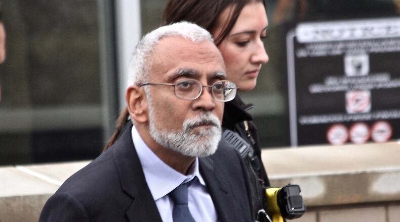 Subramanyam “Subu” Vedam walks outside the Centre County Courthouse in Bellefonte, Pa, on Feb. 6, 2025, during a hearing over new evidence uncovered in his 1983 murder case. (Geoff Rushton/StateCollege.com via AP)