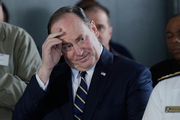 U.S. Secretary of the Navy John Phelan acknowledges his introduction during Fleet Week ceremonies in New York last month.