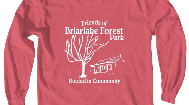 For a limited time, these tees and sweatshirts are available for sale, with all sales benefiting the park. The link is bonfire.com/briarlake-forest-park-2. (Courtesy of DeKalb County)