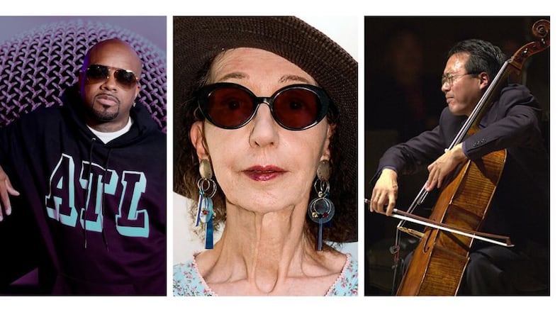 Rapper and record executive Jermaine Dupri (from left), author Joyce Carol Oates and cellist Yo-Yo Ma will perform and present at events in Atlanta this fall.
AJC File