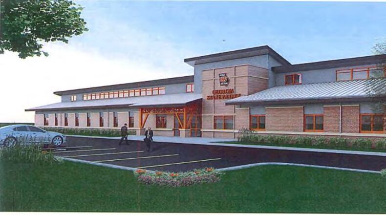 A rendering of the planned new Georgia State Patrol Post 51 along I-85 near Suwanee. (VIA COUNTY DOCUMENTS)
