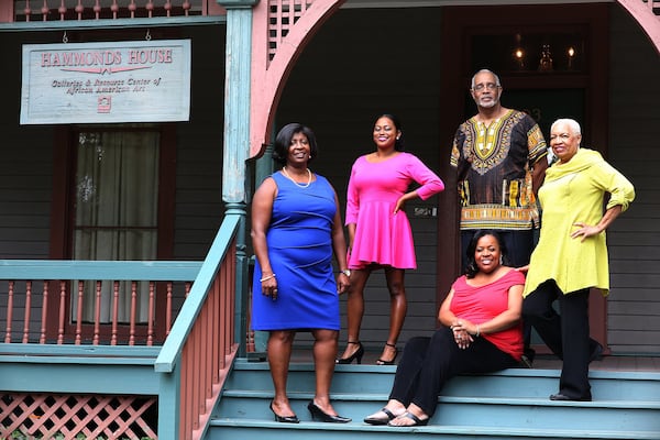 Leatrice Ellzy Wright (seated) posed with Hammonds House Museum museum staff when she was executive director (left to right) Donna Watts-Nunn, Ravi Windom, Wendell Hurst and Audrey Johnson. (Courtesy of Brian Christian)