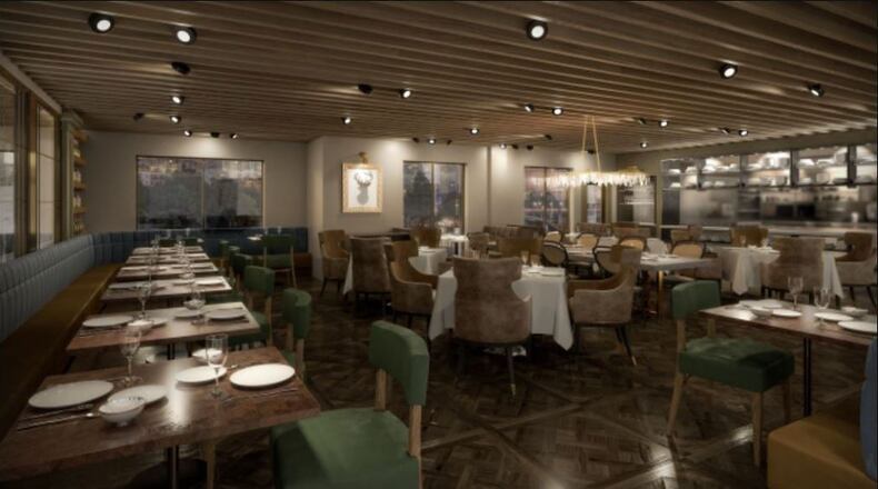 A rendering of the interior of The Burgess Hotel.