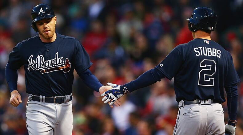 Freddie Freeman homered, but the Braves suffered their eighth consecutive loss with a 9-4 loss to Boston Wednesday.