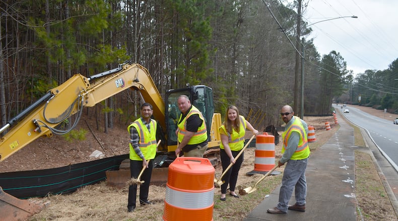 Johns Creek staff recently broke ground on the Autrey Mill Middle School right-turn lane extension project. COURTESY CITY OF JOHNS CREEK