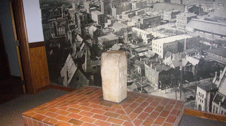 The Zero Mile Post is one of Atlanta’s oldest artifacts, marking the place where the city’s first railroad ended. The city came into existence when that railroad — the Western & Atlantic — was surveyed and built. (Pete Corson / pcorson@ajc.com)