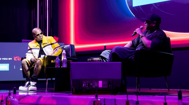 Rapper LL COOL J talks with producer Jermaine Dupri about "The FORCE," his first studio album in 11 years at Cover Sports and Shows in Decatur on Tuesday, July 17, 2024.