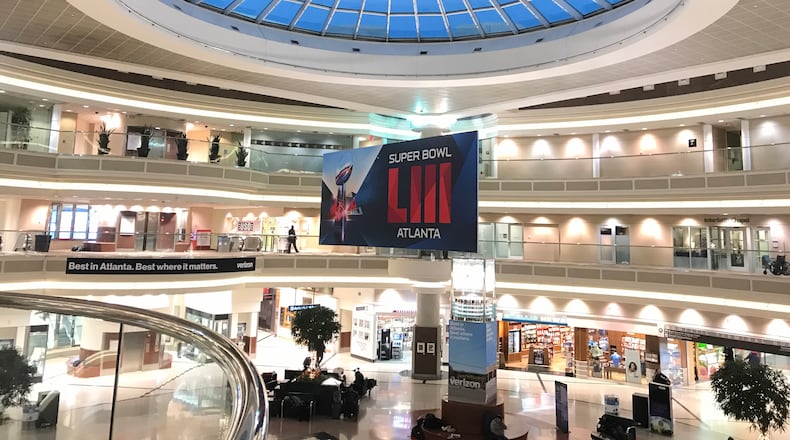 The domestic terminal atrium at Hartsfield-Jackson International Airport.