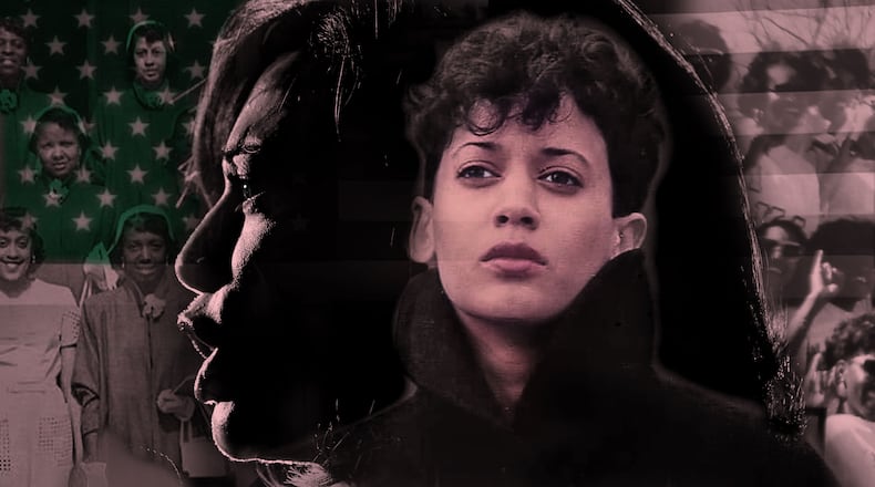From left: Alpha Kappa Alpha, Inc. Alpha Chapter at Howard University Spring 1951; Sen. Kamala Harris speaks at an event in 2019; Harris outside of Howard University's Rankin Chapel; Members of Kamala Harris' 1986 line gather on the Howard campus shortly after their initiation on March 15, 1986.