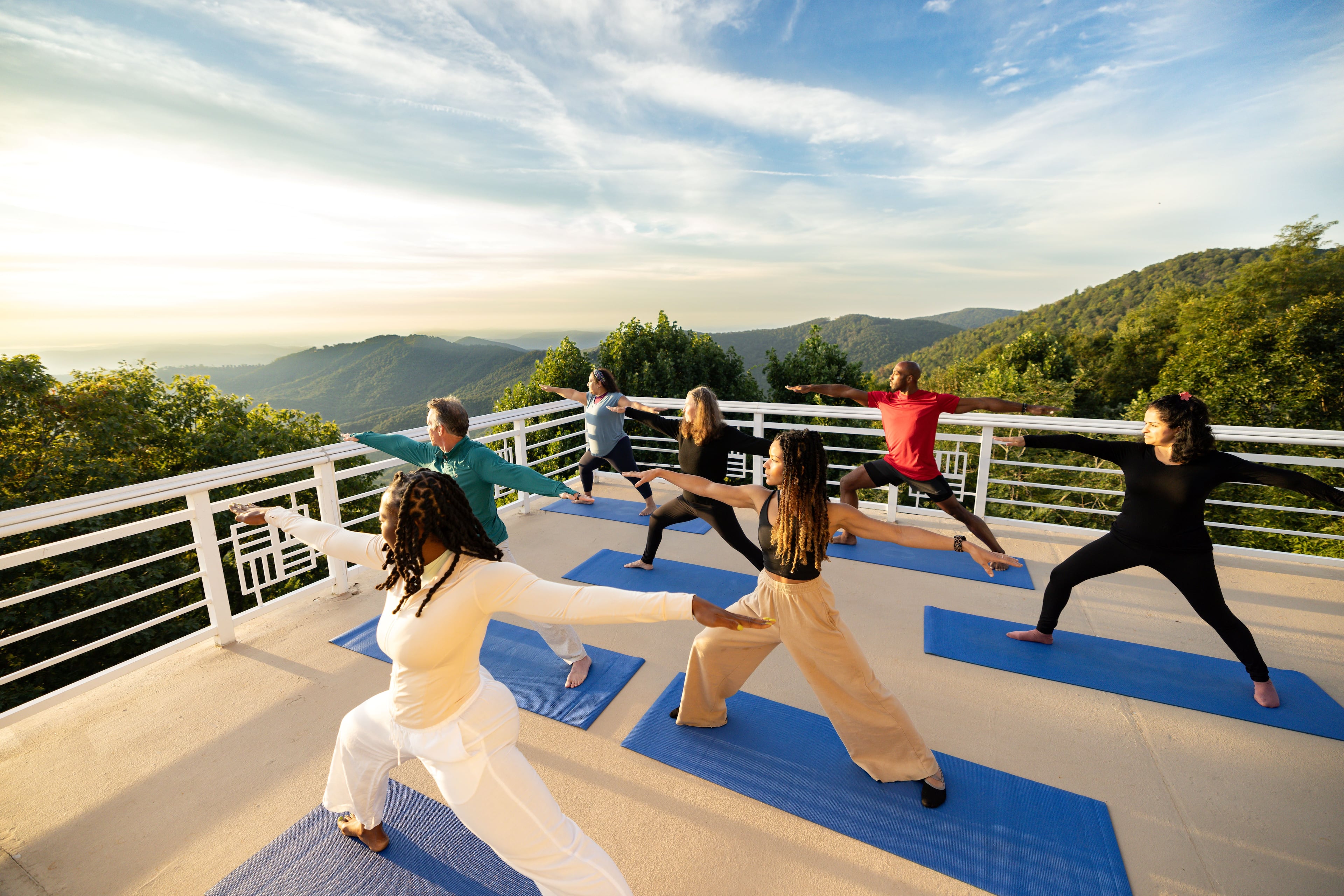 Yoga sessions are included in wellness getaways at The Art of Living Retreat Center high in the Blue Ridge Mountains of North Carolina. (Courtesy/The Art of Living Retreat Center)