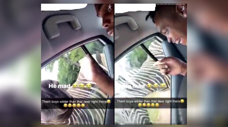 Instead of charges, the man seen hitting a zebra while laughing on social media last month has been banned from the animal park, authorities said.