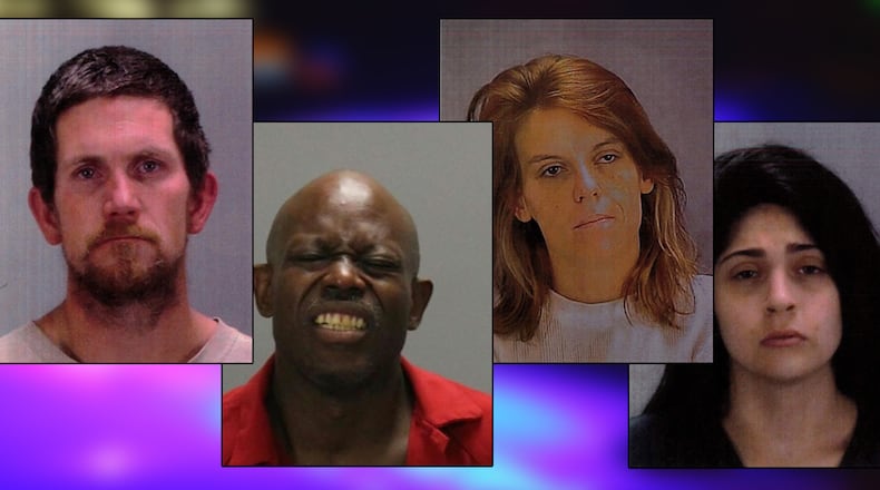 Scott Tomlin (from left), Segara Benton, Amber Vorhies and Sarah Johnson are facing charges related to the killing of Lester Brooks in Clayton County. Tomlin and Benton are charged with murder, while Vorhies and Johnson are charged with concealing a death.