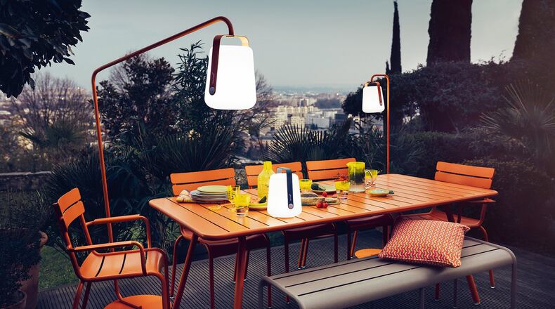 One of Kolo Collection’s newest accessories is the Balad Lamp by Fermob. Fun, colorful and portable, the outdoor lamp can sit on the table or hang nearby. Contributed by Stephane Rambaud/Ferm