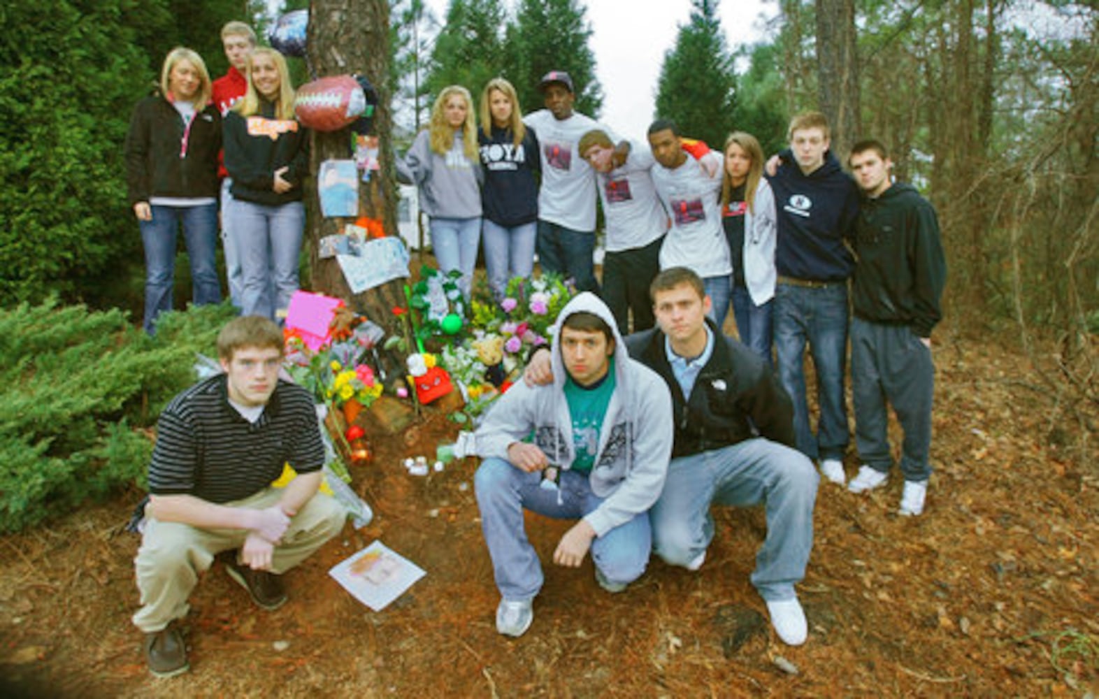 Roadside memorial for Garrett Reed, 16