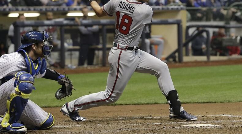 Lane Adams was in the starting lineup for the first time in his major league career Tuesday, in center field for the Braves at Colorado.