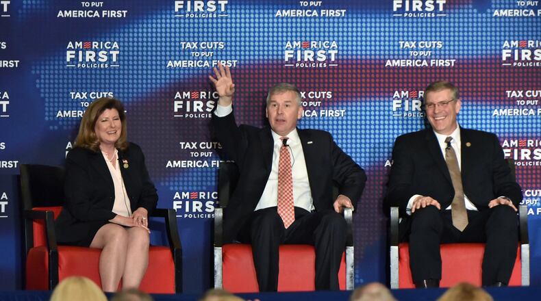 U.S. Reps. (from left) Karen Handel, Rob Woodall and Barry Loudermilk during a recent panel discussion in Atlanta. HYOSUB SHIN / HSHIN@AJC.COM