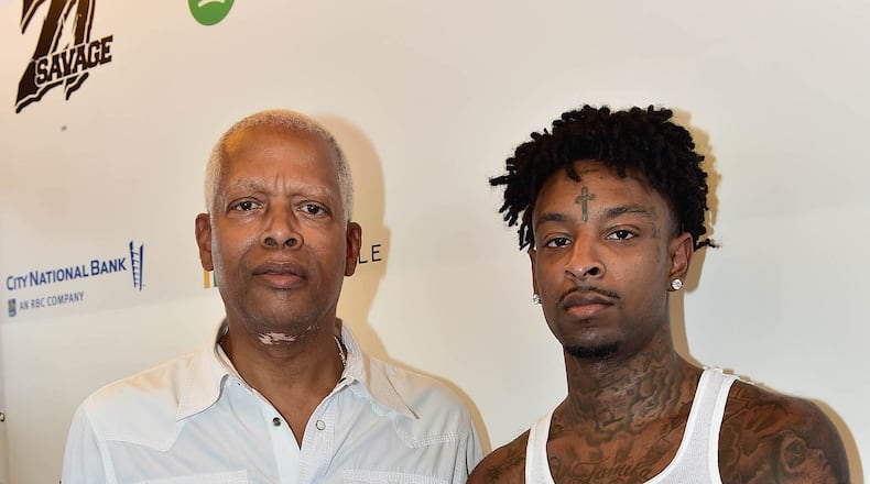U.S. Rep. Hank Johnson with 21 Savage at the rapper’s back-to-school giveaway in August. Photo: Moses Robinson/Getty Images North America