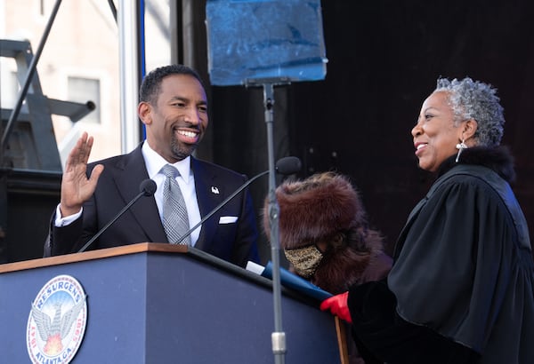 Mayor Andre Dickens of Atlanta first took office during a ceremony at Georgia Tech in 2022. (Ben Gray for the AJC)