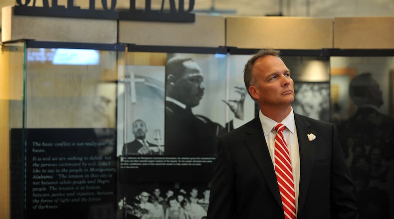 Take a look at photos of Mark Richt the man, not necessarily the football coach. In this photo, Mark Richt watches a video in the Martin Luther King Jr. Visitor Center at the National Historic Site Friday September 2, 2011. UGA football players and coaches visited the site. Brant Sanderlin bsanderlin@ajc.com