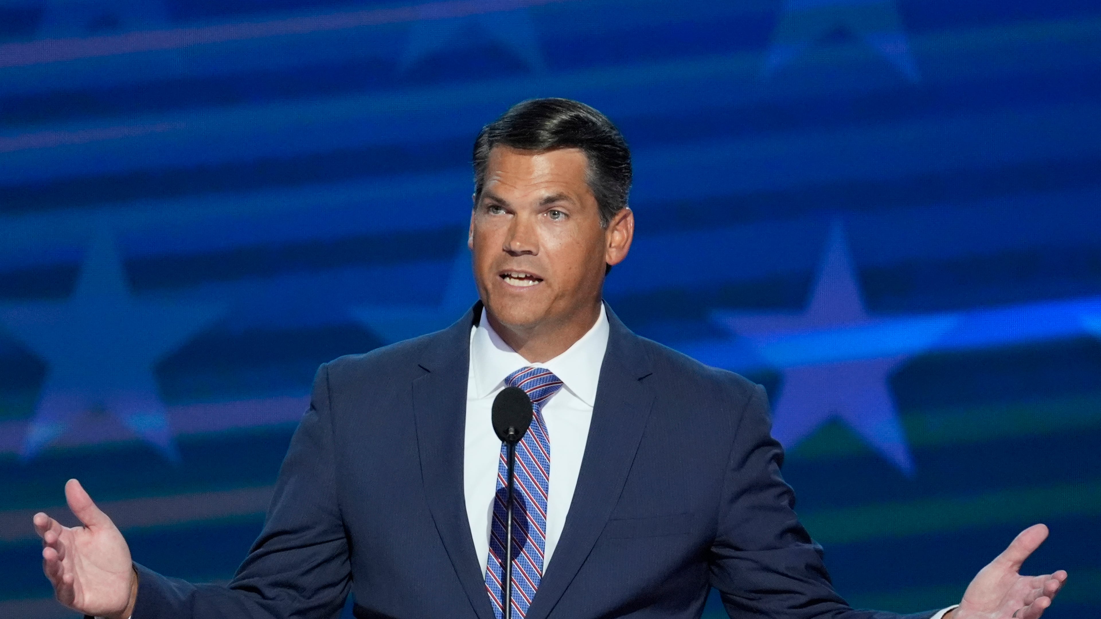 FILE - Former Georgia Lt. Gov. Geoff Duncan speaks during the Democratic National Convention, Wednesday, Aug. 21, 2024, in Chicago. (AP Photo/J. Scott Applewhite, File)