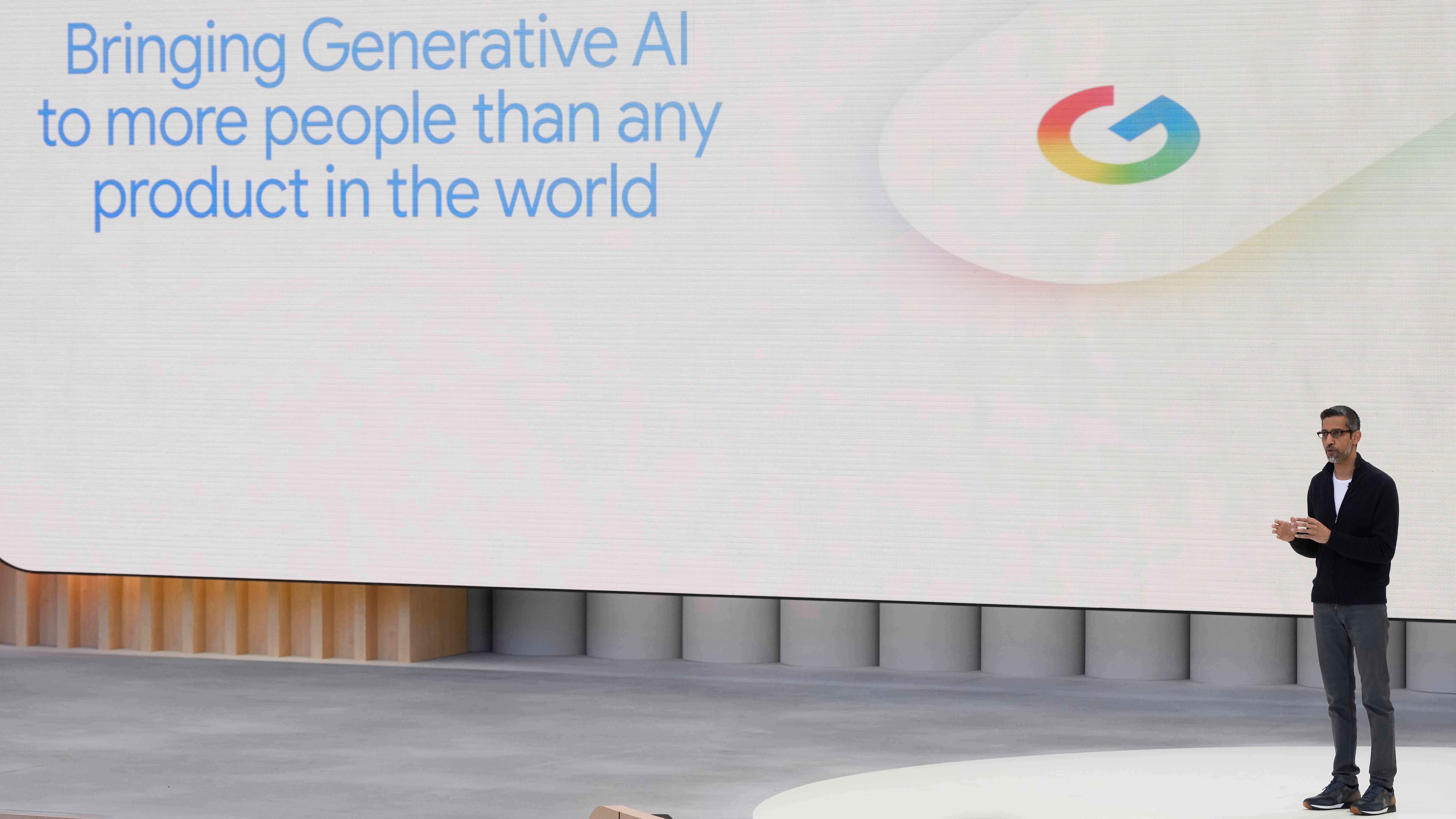 FILE - Alphabet CEO Sundar Pichai speak at a Google I/O event in Mountain View, Calif., Tuesday, May 20, 2025. (AP Photo/Jeff Chiu, File)