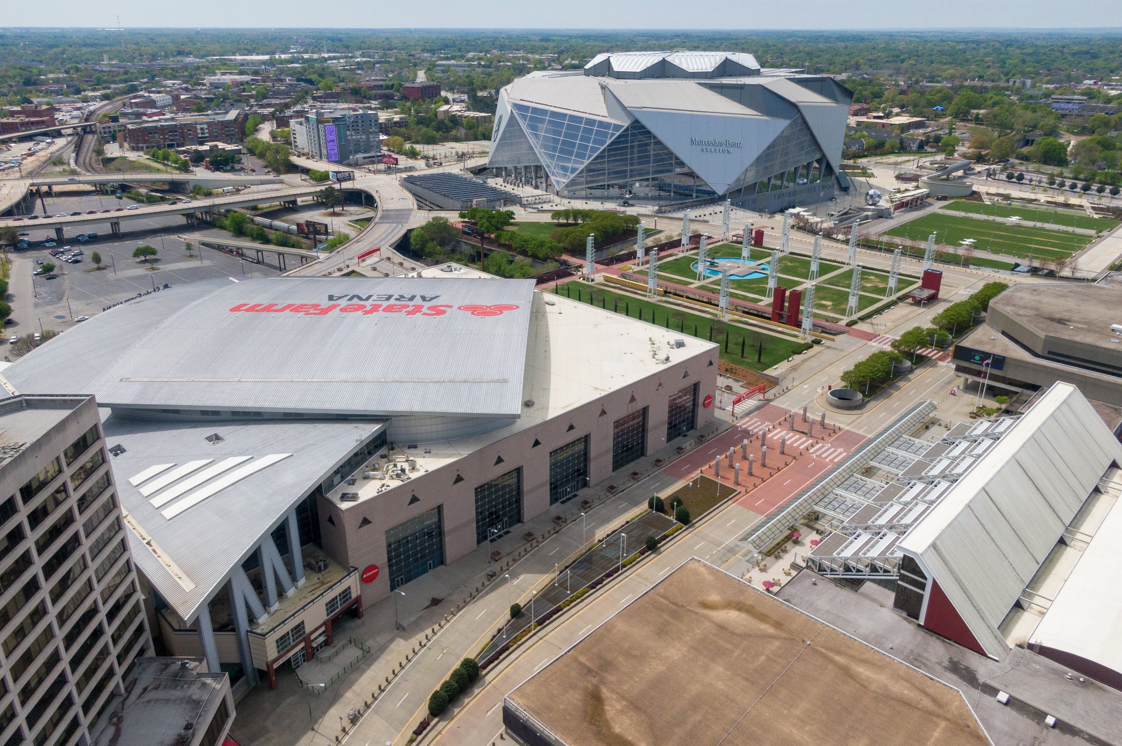Photos: All quiet at the site for the Final Four