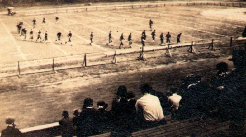 A photo taken by Thomas Frederick Carter of Grant Field at Georgia Tech. The stands from which the photo was taken still exist and rest beneath the west stands of Bobby Dodd Stadium. (Courtesy Andy McNeil)