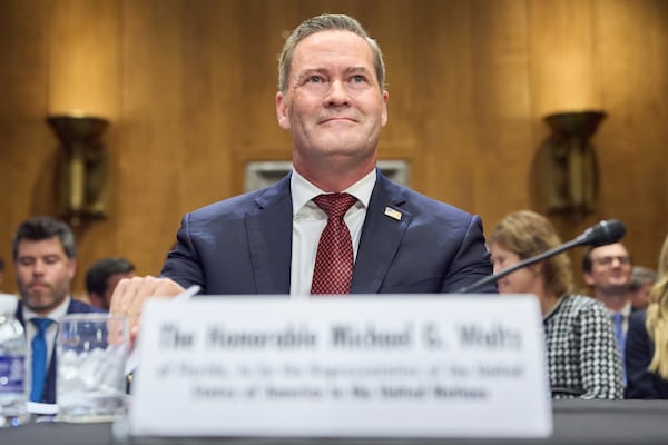 Former White House National Security Adviser Michael Waltz, nominee for U.S. Representative to the United Nations, attends a Senate Foreign Relations Committee nomination hearing, Tuesday, July 15, 2025, on Capitol Hill in Washington. (AP Photo/Jacquelyn Martin)