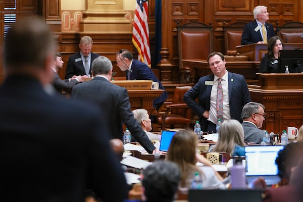State Rep. James Burchett, R-Waycross, reacts after Senate Bill 513 failed to pass during the final day of the legislative session. (Jason Getz/AJC) 