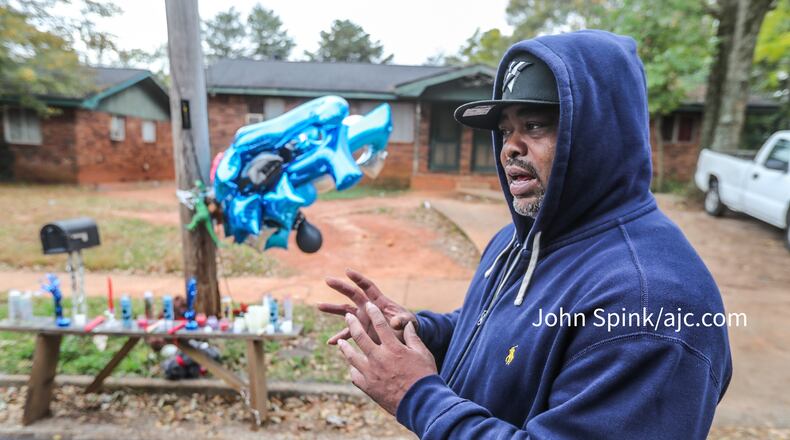 Connie Sims talks about his son, who was killed Friday in a drive-by shooting in their East Point neighborhood.