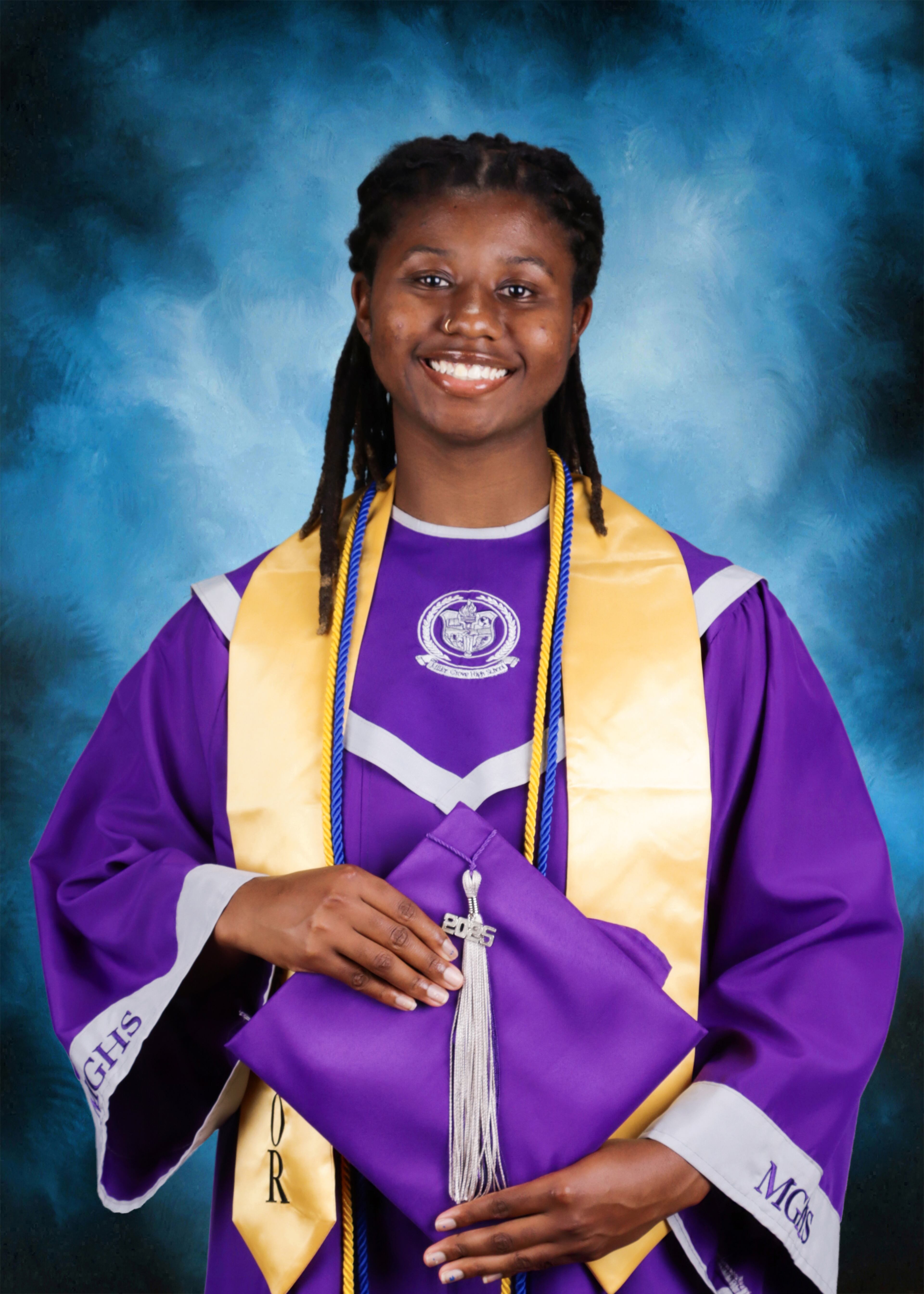 Saniya Francis is the 2025 valedictorian of Miller Grove High School in DeKalb County. Francis plans to study computer engineering at Georgia Tech. "I am worried about the economic state of the world." (Handout)