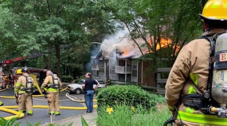 The fire at the Westhaven at Vinings Apartments near Cumberland Parkway in Cobb County was extinguished Tuesday afternoon.