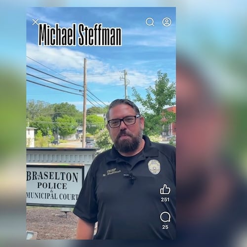 Former Braselton Police Chief Michael Steffman was arrested Wednesday after authorities said he used data from automated license plate readers to harass and stalk people. Steffman had worked for the police department 20 years before abruptly resigning ahead of his arrest. (Courtesy of Town of Braselton)