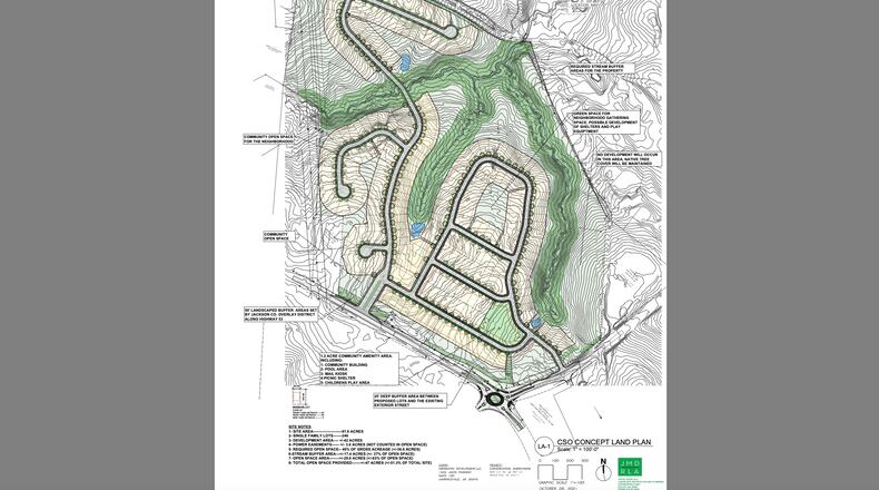 The Braselton Planning Commission will hold a public hearing at 7 p.m. Monday, Nov. 29 on a plan to develop a little over 91 acres as a residential neighborhood with 246 detached single-family homes. (Courtesy Town of Braselton)