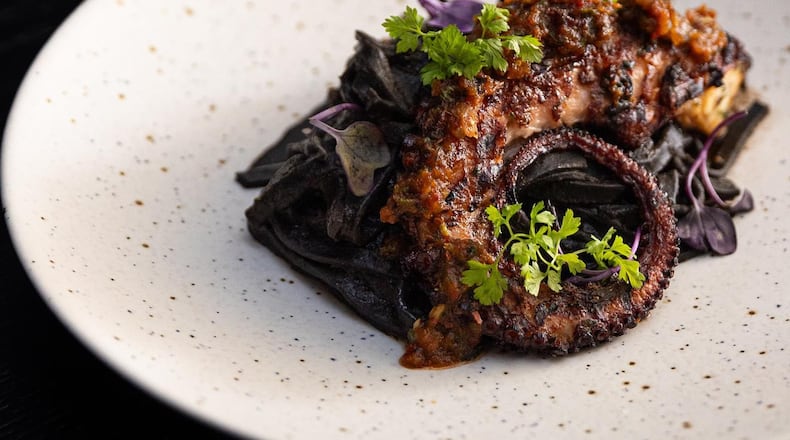 Fideo negro, or "black noodles," is a Mexican take on squid-ink pasta at Pata Negra in Atlanta's Brookwood neighborhood. Courtesy of Pata Negra