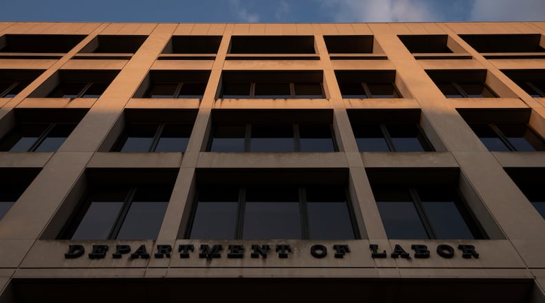 A general view of the U.S. Department of Labor in Washington, D.C., on Friday, July 23, 2021. (Graeme Sloan/Sipa USA)(Sipa via AP Images)