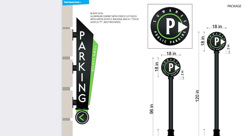 Suwanee recently approved funding to purchase signage indicating public parking in the Town Center area. COURTESY CITY OF SUWANEE