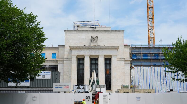 FILE - The Federal Reserve Board Building is seen as it undergoes renovations, June 10, 2025, in Washington, DC. (Pablo Martinez Monsivais, File)