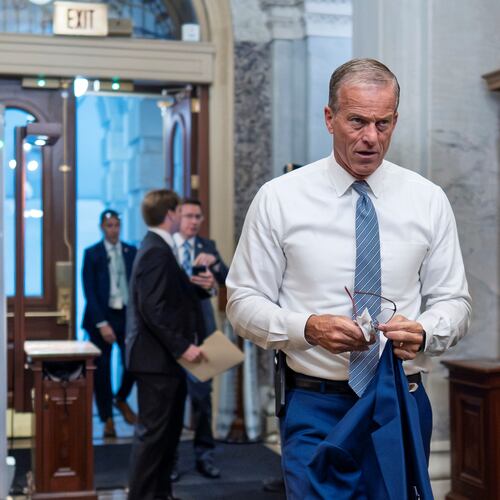 Senate Majority Leader John Thune, R-S.D., arrives at the Capitol in Washington, Tuesday, June 23, 2026, as he prepares for a meeting with President Donald Trump. (AP Photo/J. Scott Applewhite)