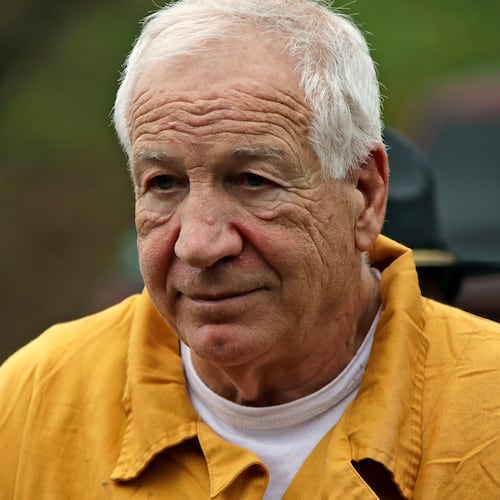 FILE - Former Penn State University assistant football coach Jerry Sandusky arrives at the Centre County Courthouse, Friday, Nov. 22, 2019, in Bellefonte, Pa. (AP Photo/Gene J. Puskar, File)