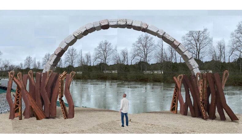 Johns Creek has chosen Ilan Averbuch as the artist to create a large sculptural art piece from the historic Rogers Bridge steel. Averbuch described his sculpture, “The Bridge,” as “celebrating the bridge as a foundational form which connects communities.” COURTESY CITY OF JOHNS CREEK