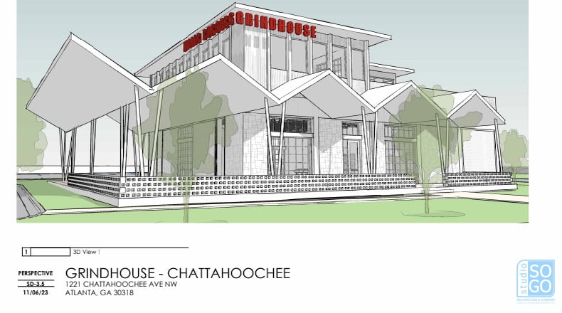 Rendering of Grindhouse Killer Burgers' future location in Atlanta's Westside.
