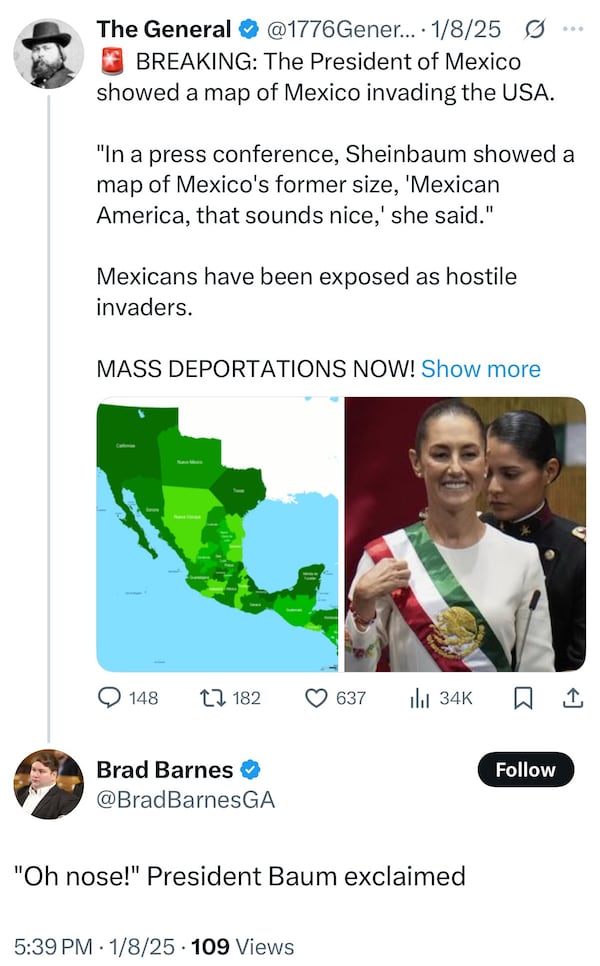 Georgia GOP adviser Brad Barnes posted a tweet critical of the Jewish president of Mexico. (Screenshot)