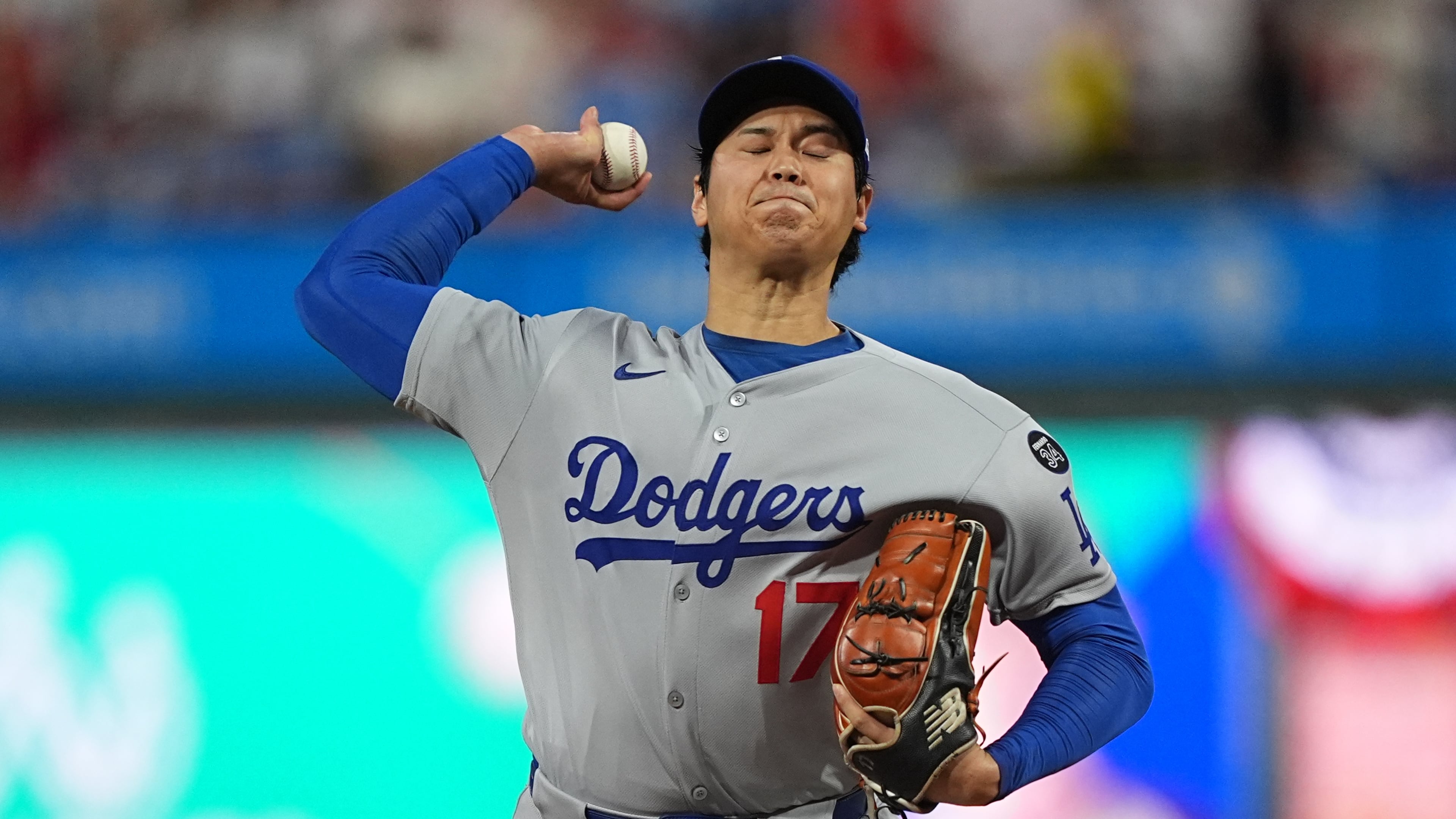 Los Angeles Dodgers' Shohei Ohtani pitches during the first inning in Game 1 of baseball's National League Division Series, Saturday, Oct. 4, 2025, in Philadelphia. (AP Photo/Matt Rourke)