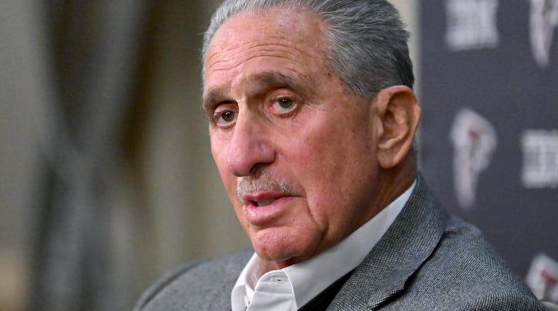 Atlanta Falcons owner Arthur Blank speaks during a news conference at the Arthur M. Blank Family Office on Thursday, Jan. 8, 2026 in Atlanta. (Hyosub Shin/AJC)