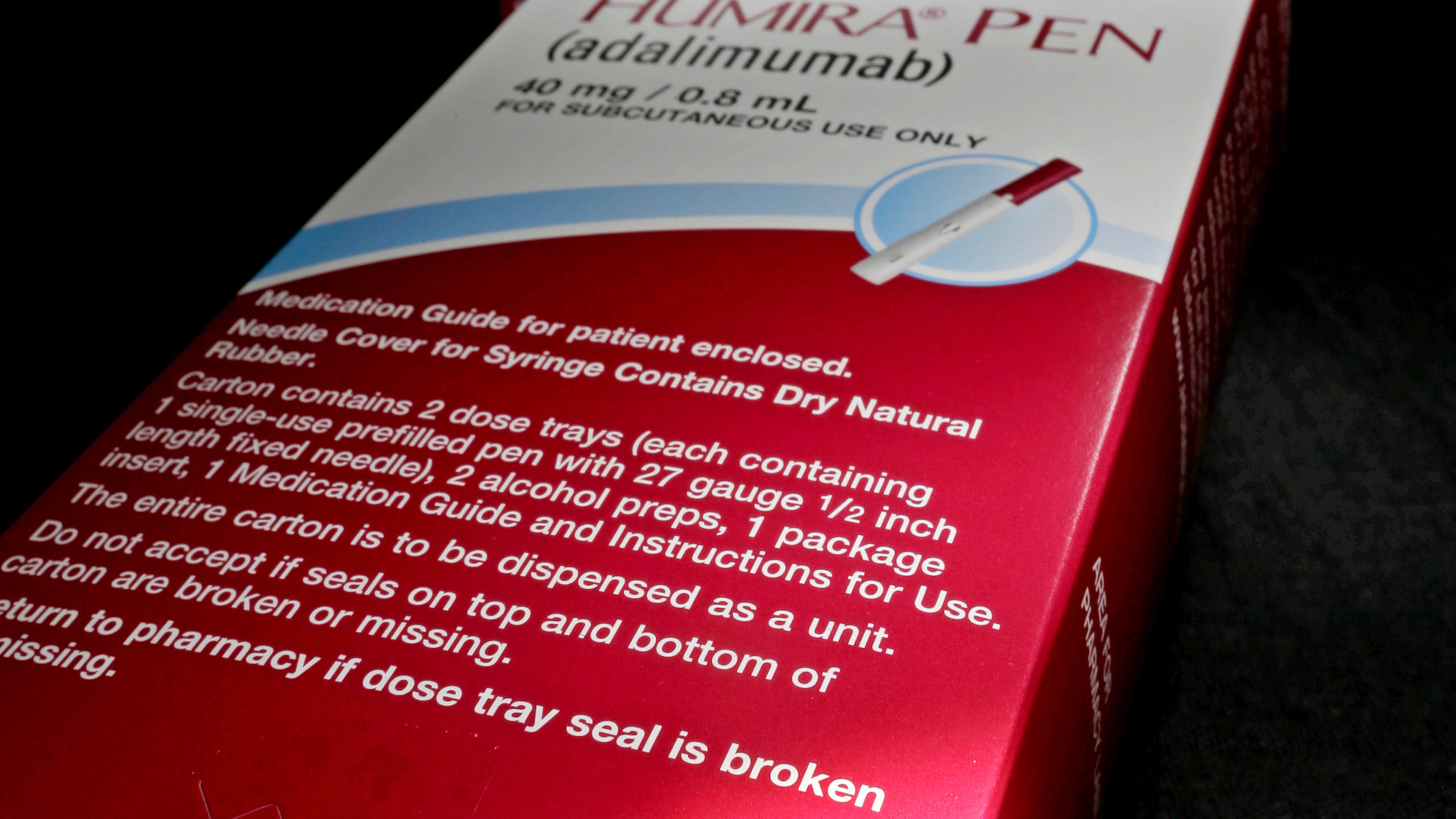 FILE - Packaging for AbbVie's biologic drug, Humira, is photographed in Houston, July 18, 2014. (AP Photo/David J. Phillip, File)