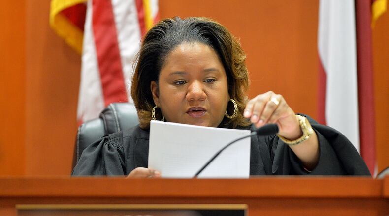 DeKalb Superior Court Judge Courtney Johnson presides over the first day of jury selection during suspended DeKalb CEO Burrell Ellis' retrial on corruption charges Monday, June 1, 2015.