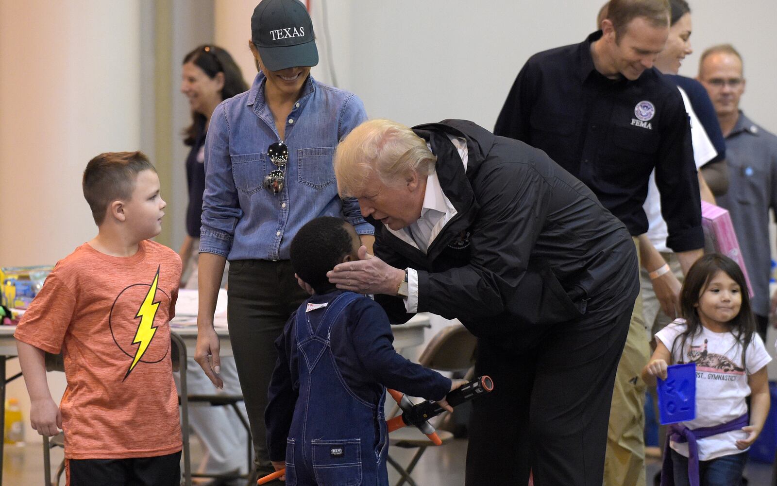 President Trump, first lady visit with Harvey victims